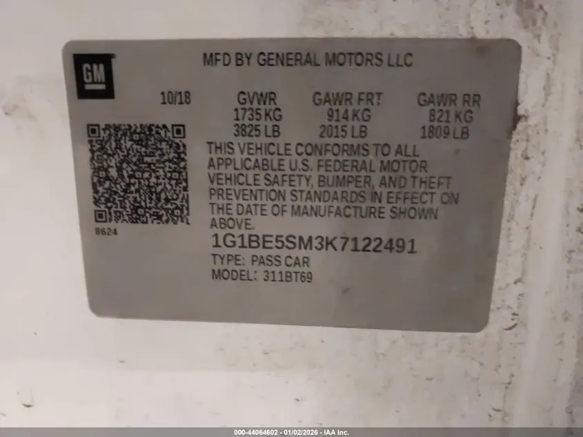 2019 CHEVROLET CRUZE LT