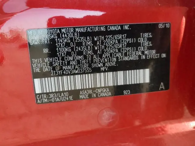 2010 TOYOTA RAV4 LIMITED  