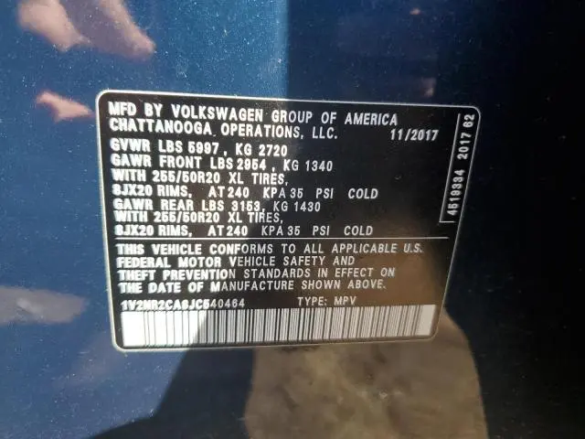 2018 VOLKSWAGEN ATLAS SEL PREMIUM  