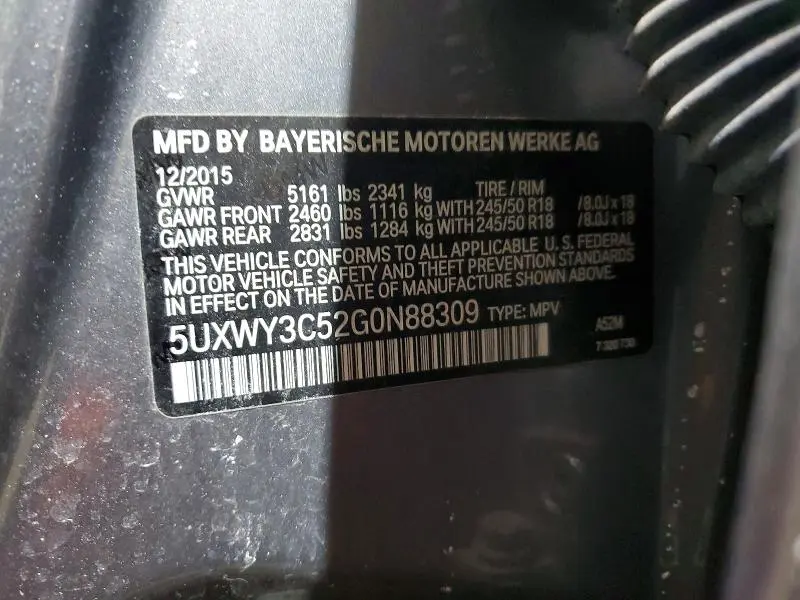 2016 BMW X3 XDRIVE28D  