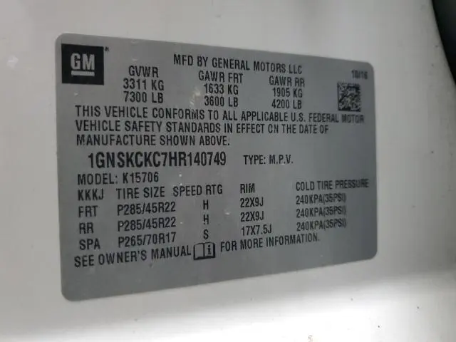 2017 CHEVROLET TAHOE K1500 PREMIER  