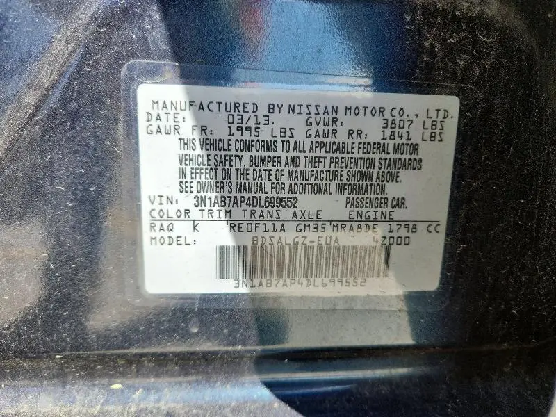 2013 NISSAN SENTRA S  