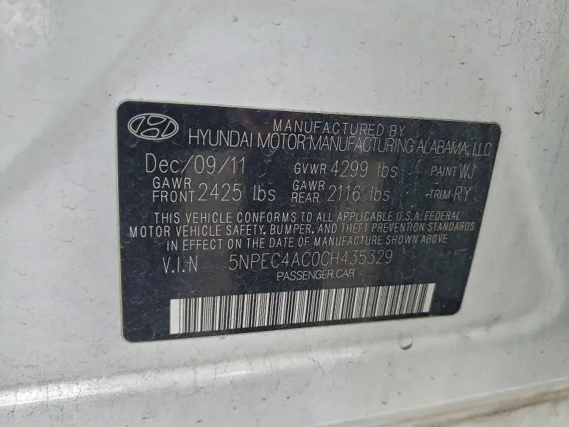 2012 HYUNDAI SONATA SE  