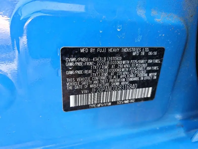 2016 SUBARU CROSSTREK LIMITED  