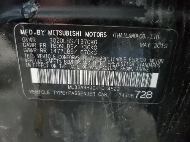 2019 MITSUBISHI MIRAGE ES