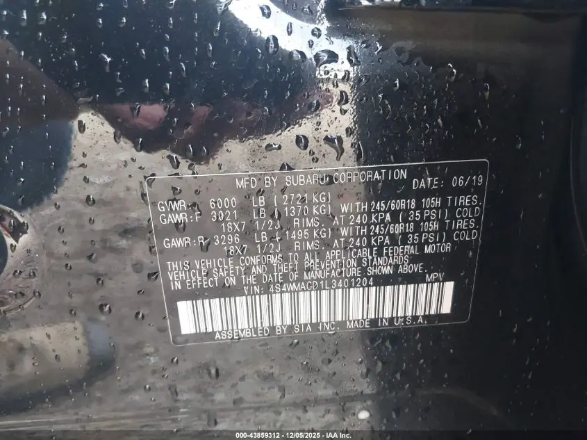 2020 SUBARU ASCENT PREMIUM