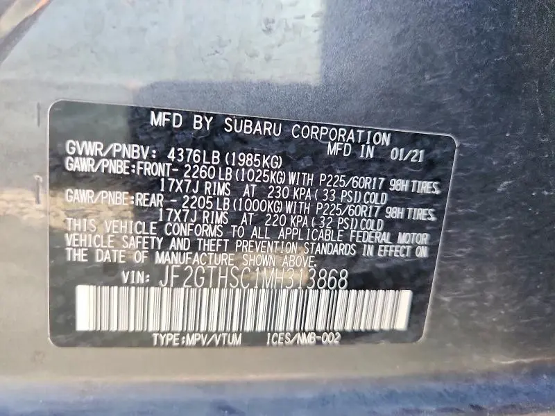 2021 SUBARU CROSSTREK SPORT  