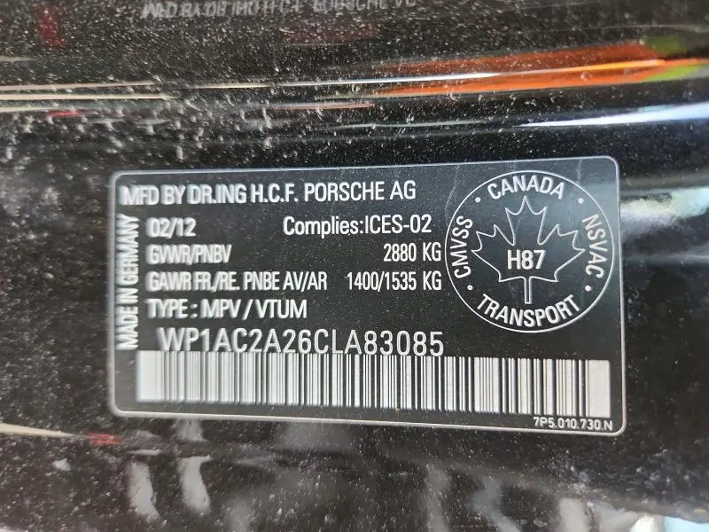 2012 PORSCHE CAYENNE TURBO  