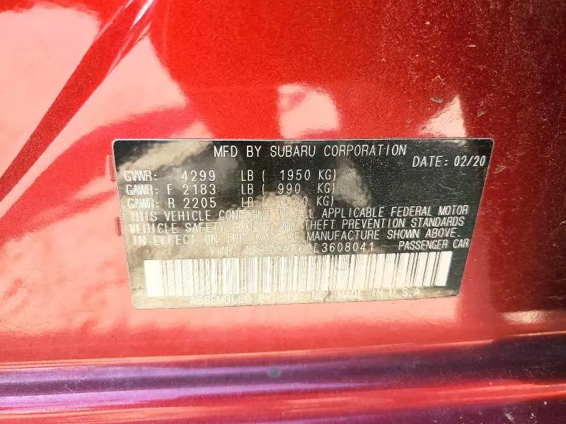2020 SUBARU IMPREZA   