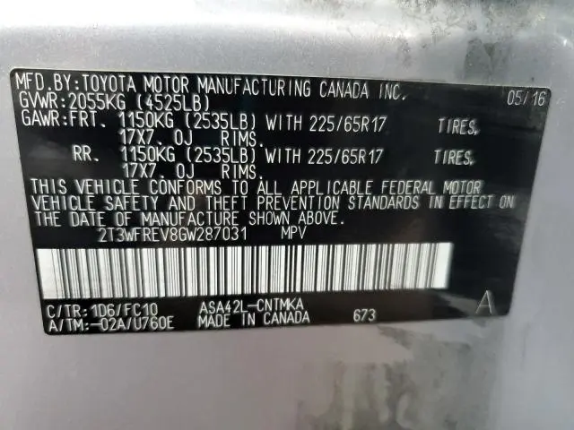 2016 TOYOTA RAV4 XLE  