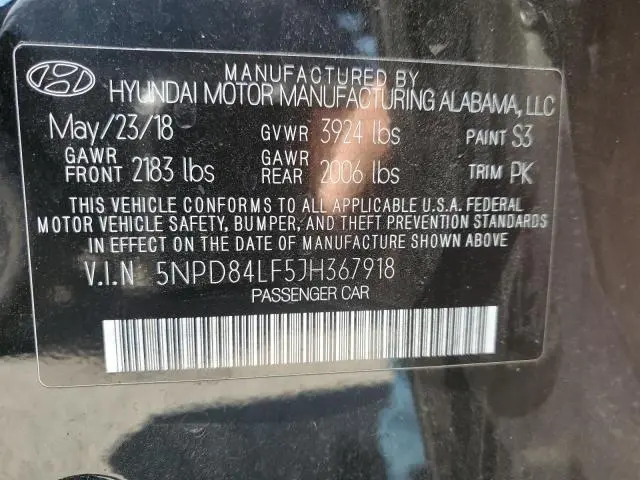 2018 HYUNDAI ELANTRA SEL  