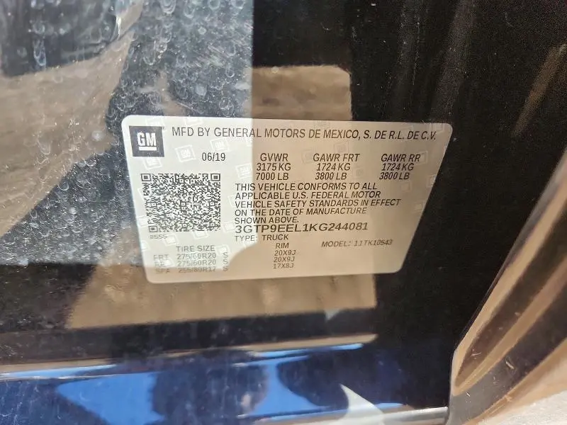 2019 GMC SIERRA K1500 AT4  