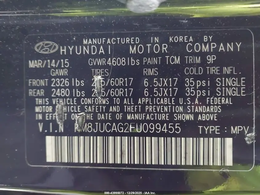 2015 HYUNDAI TUCSON SE