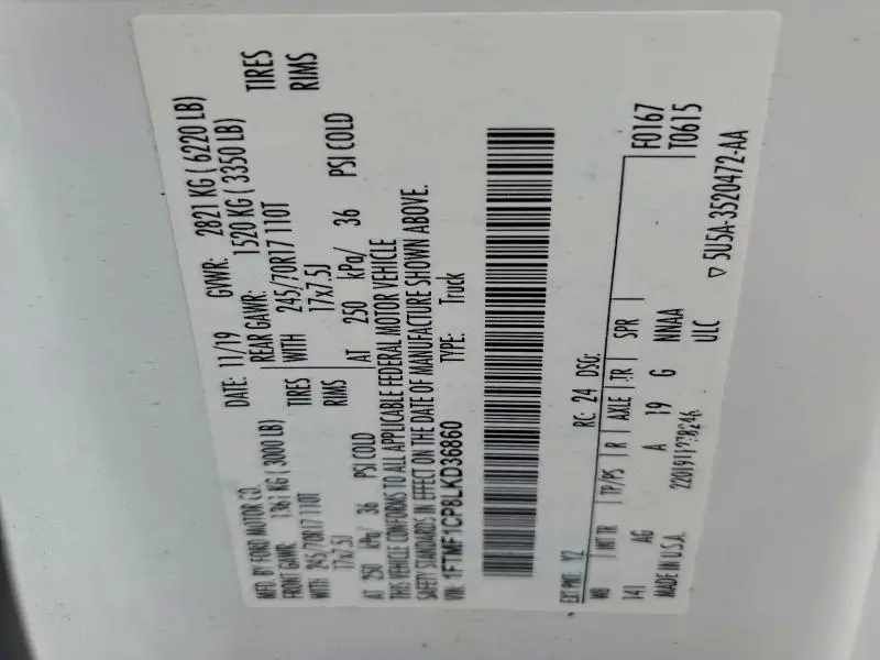 2020 FORD F150 XL 2WD V6 REG CAB 2.7L XL