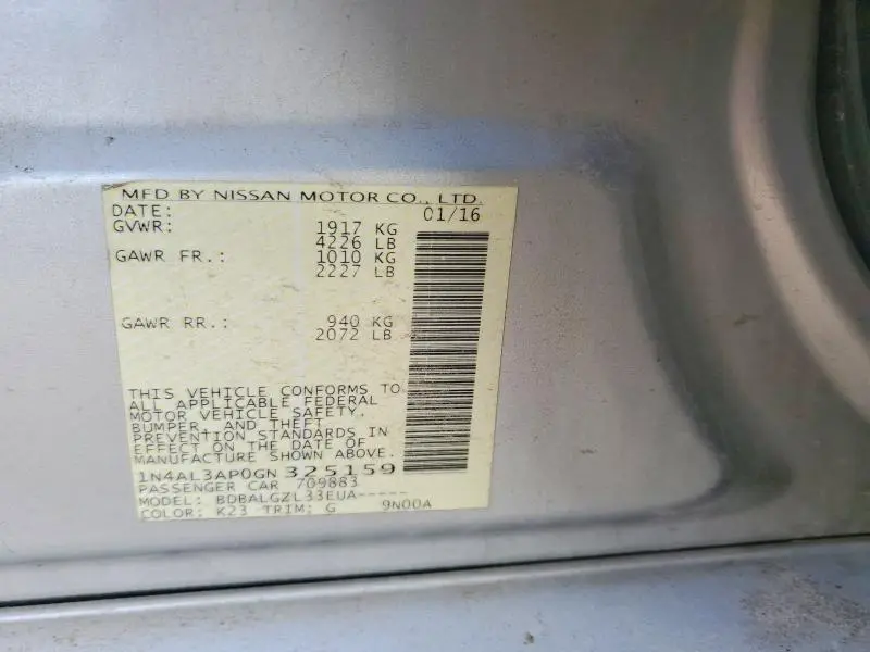 2016 NISSAN ALTIMA 2.5  