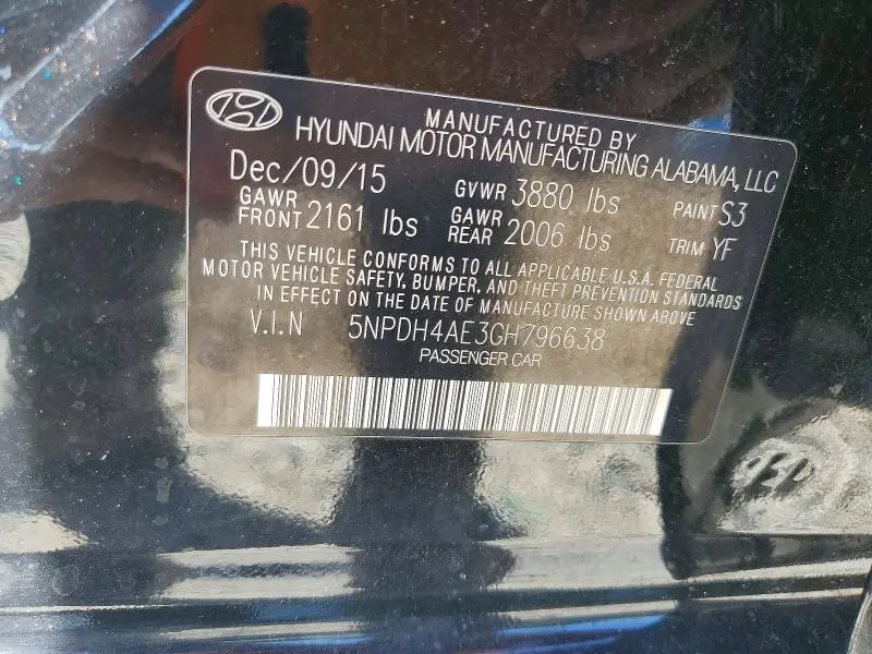 2016 HYUNDAI ELANTRA SE  