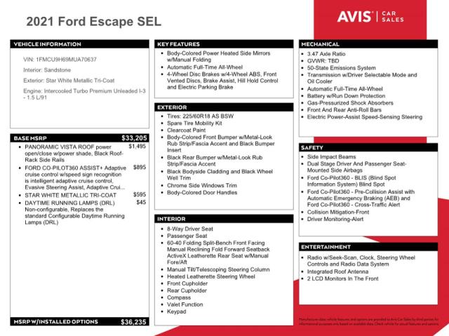 2021 FORD ESCAPE SEL