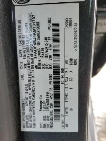 2019 FORD FIESTA SE  