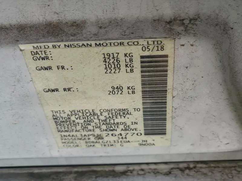 2018 NISSAN ALTIMA 2.5  