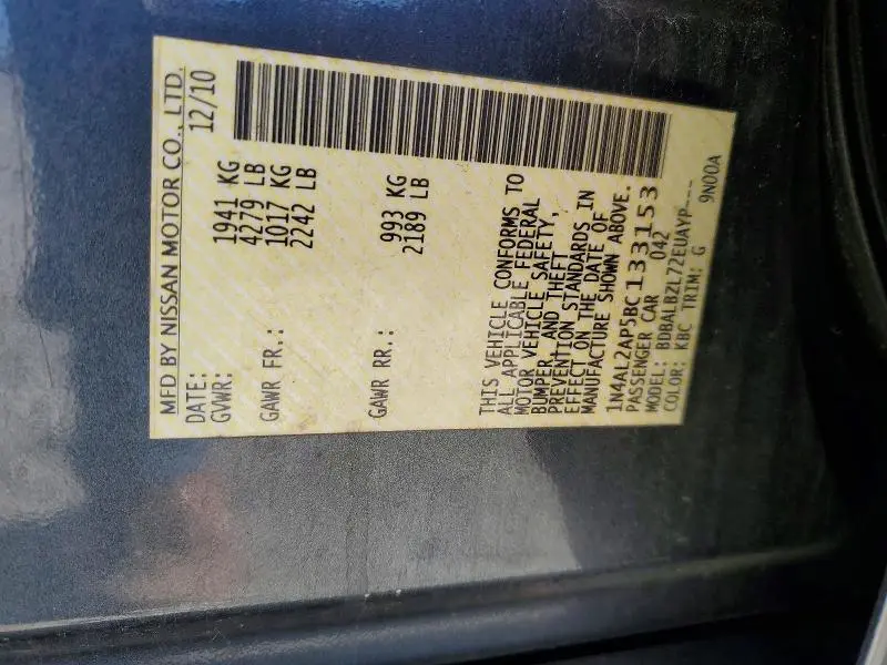 2011 NISSAN ALTIMA BASE  