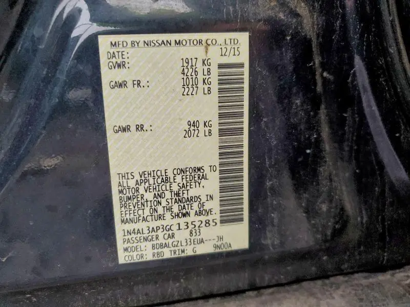 2016 NISSAN ALTIMA 2.5  