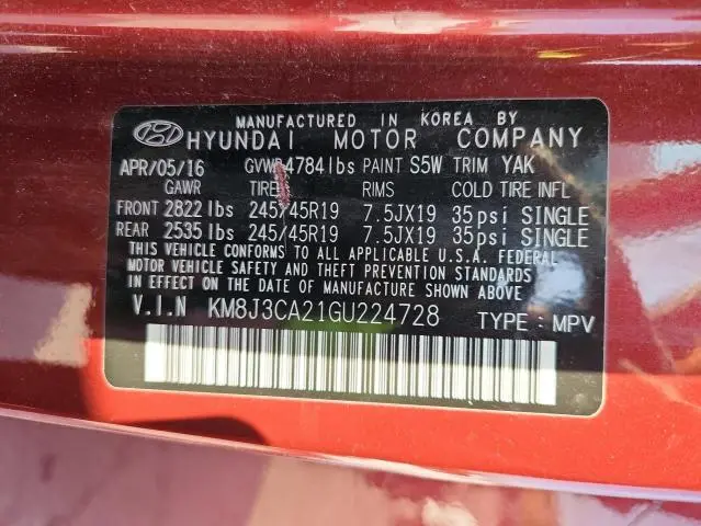 2016 HYUNDAI TUCSON LIMITED  