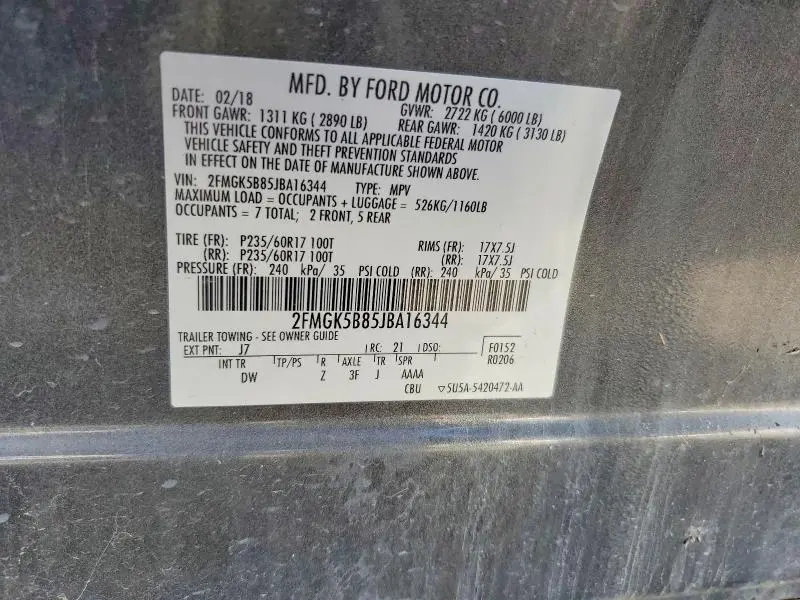 2018 FORD FLEX SE  