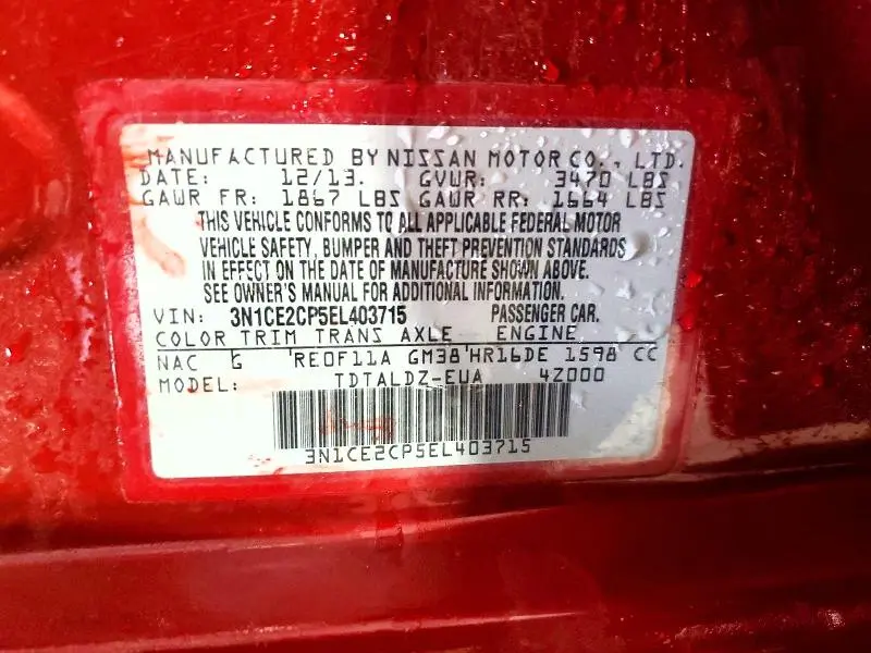 2014 NISSAN VERSA NOTE SV  