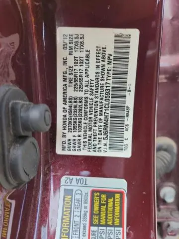 2012 HONDA CR-V EXL  