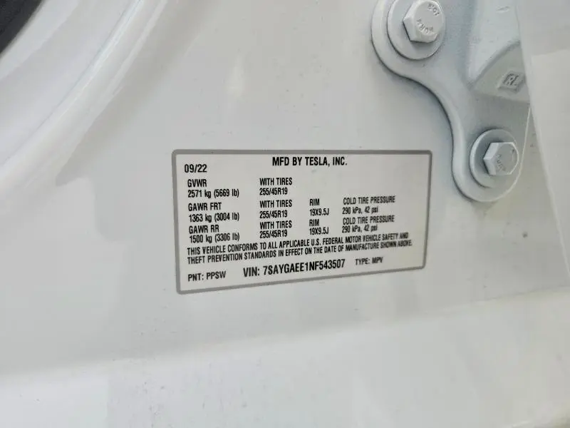 2022 TESLA MODEL Y   
