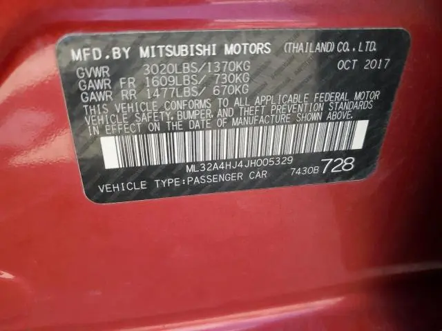 2018 MITSUBISHI MIRAGE SE  