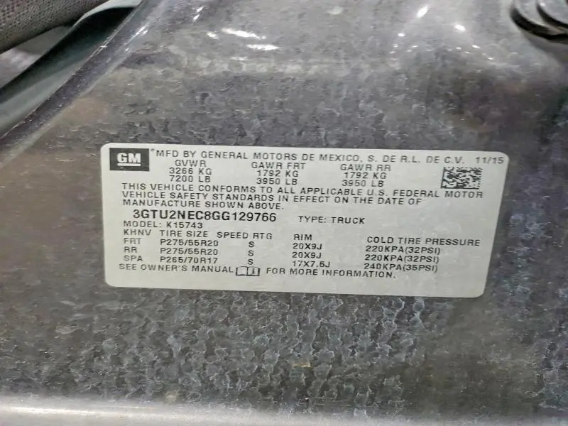 2016 GMC SIERRA K1500 SLT  