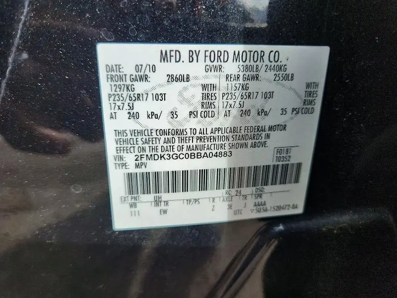 2011 FORD EDGE SE  