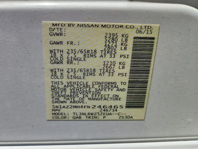2015 NISSAN MURANO SL  