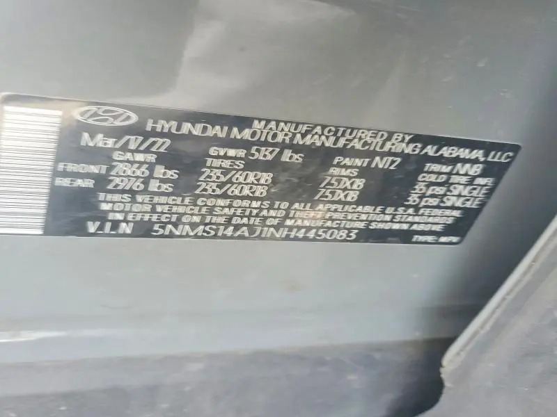 2022 HYUNDAI SANTA FE SE  