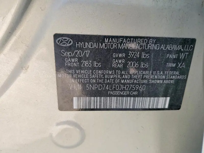 2018 HYUNDAI ELANTRA SE  