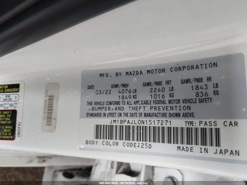 2022 MAZDA MAZDA3 2.5 S