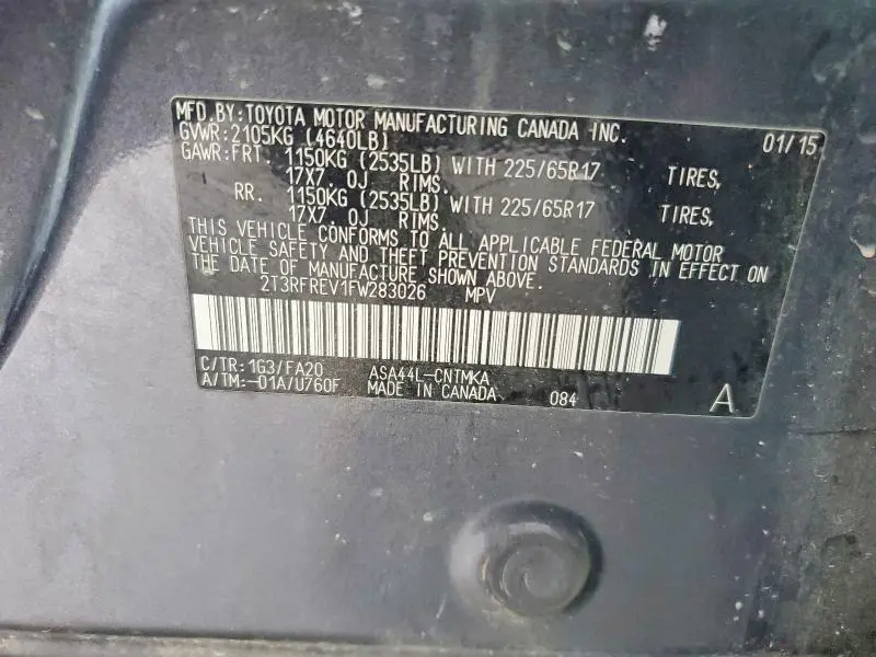 2015 TOYOTA RAV4 XLE  