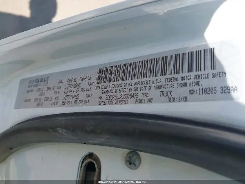 2018 RAM 2500 TRADESMAN  4X4 8' BOX