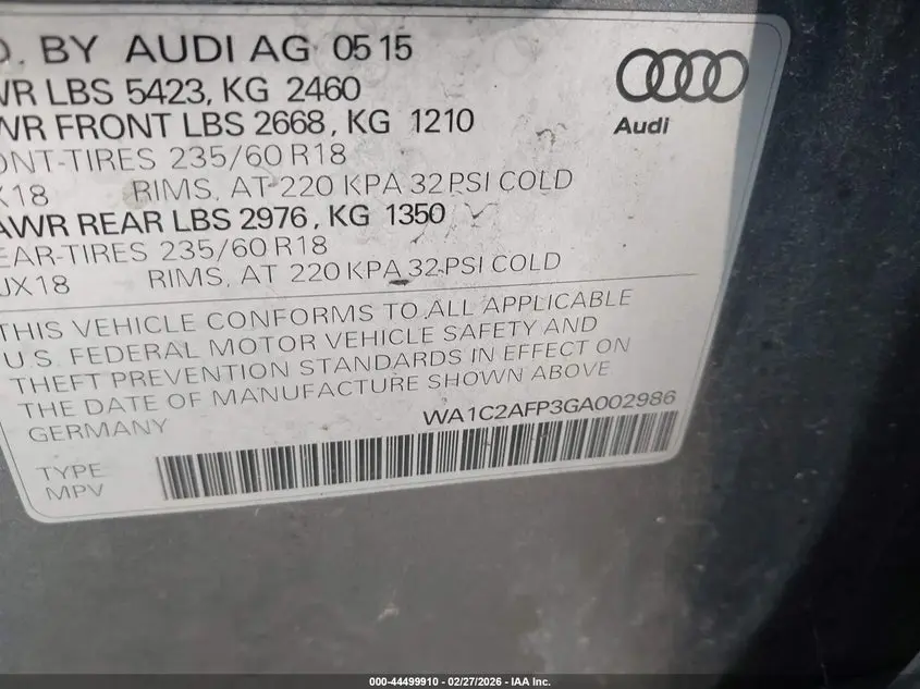 2016 AUDI Q5 2.0T PREMIUM