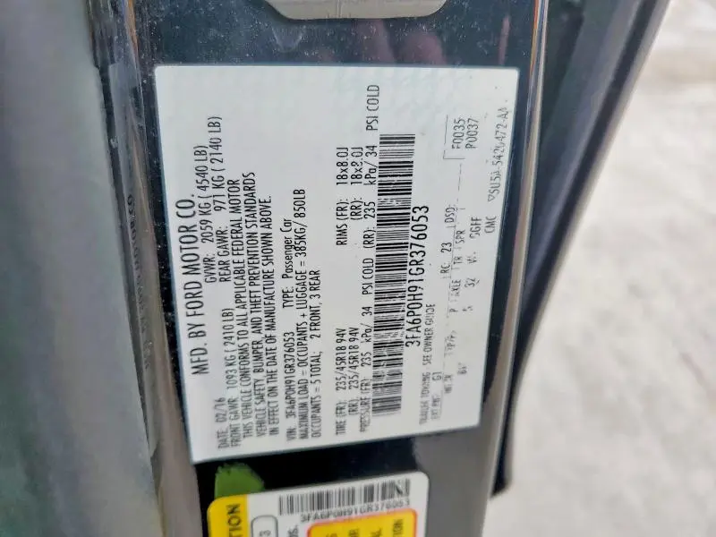 2016 FORD FUSION SE  