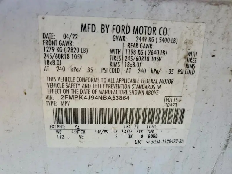 2022 FORD EDGE SEL  