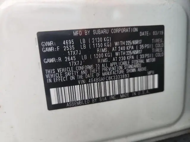 2019 SUBARU OUTBACK 2.5I PREMIUM  