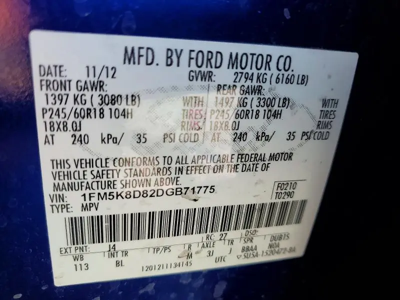 2013 FORD EXPLORER XLT  