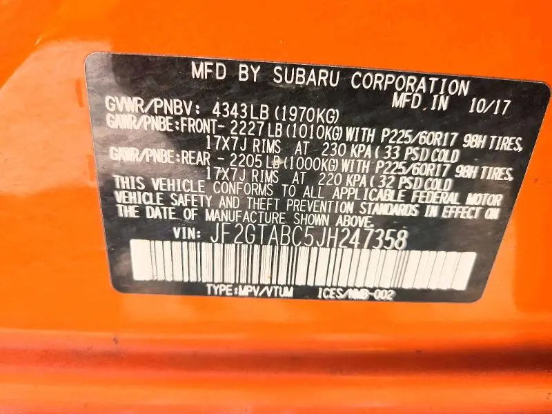 2018 SUBARU CROSSTREK PREMIUM  