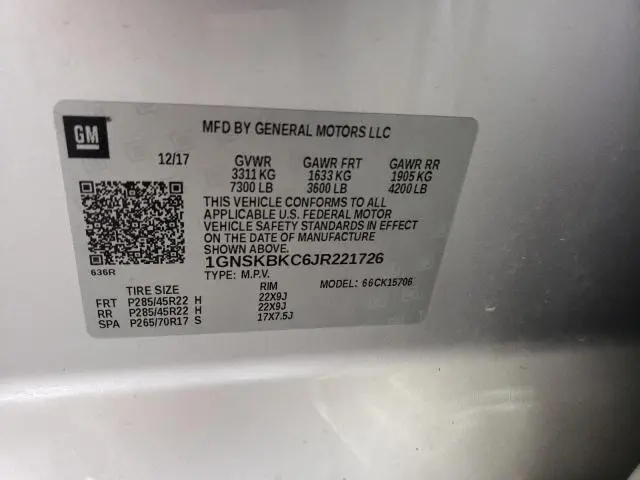 2018 CHEVROLET TAHOE K1500 LT  
