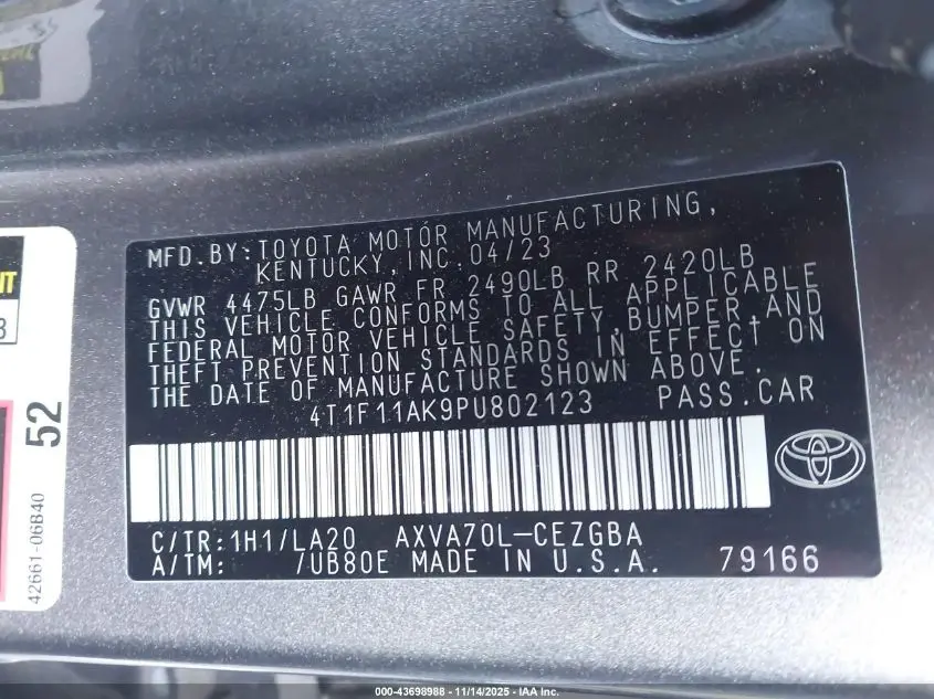 2023 TOYOTA CAMRY XLE