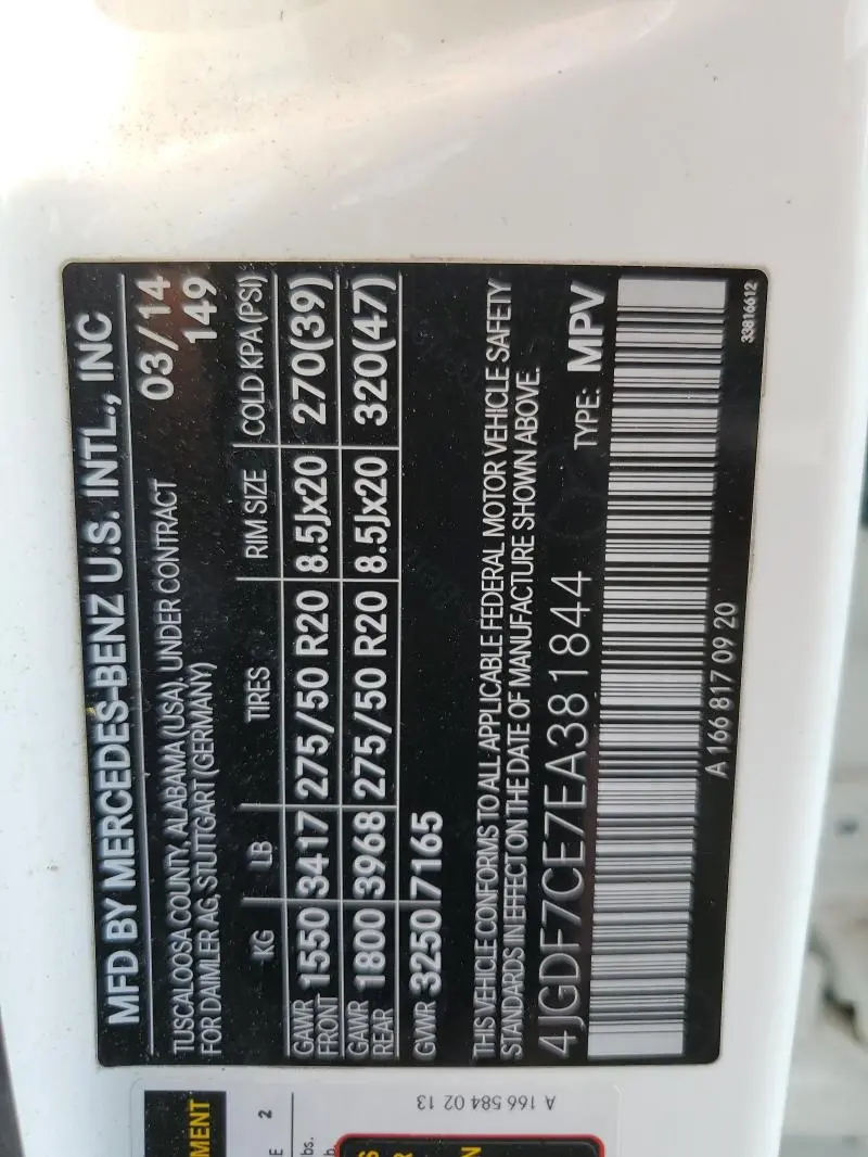 2014 MERCEDES-BENZ GL 450 4MATIC  