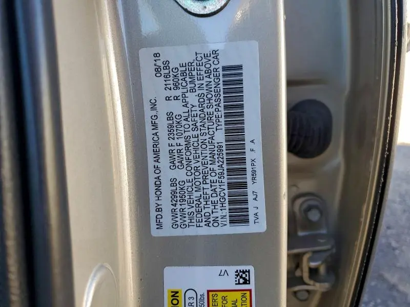 2018 HONDA ACCORD EXL  