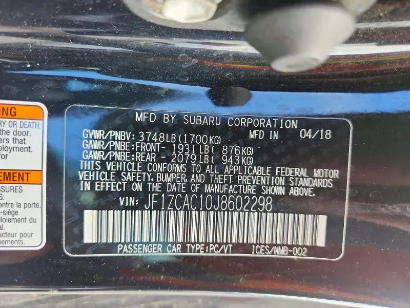 2018 SUBARU BRZ 2.0 LIMITED  